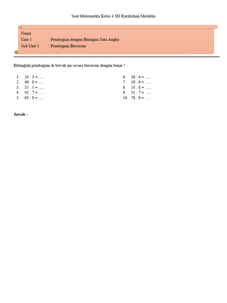 Soal Matematika Kelas 4 Kurikulum Merdeka | PDF | Karier & Perkembangan ...