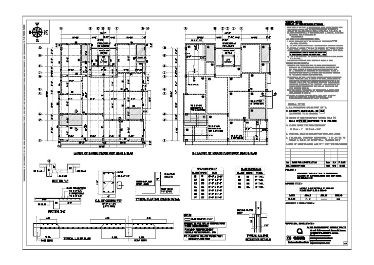 005 - Sholinganallur - Layout & R.C Details of Ground Floor Roof Slab ...