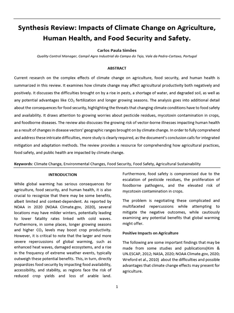 Climate Change's Impact on Food Safety | PDF | Agriculture | Climate Change