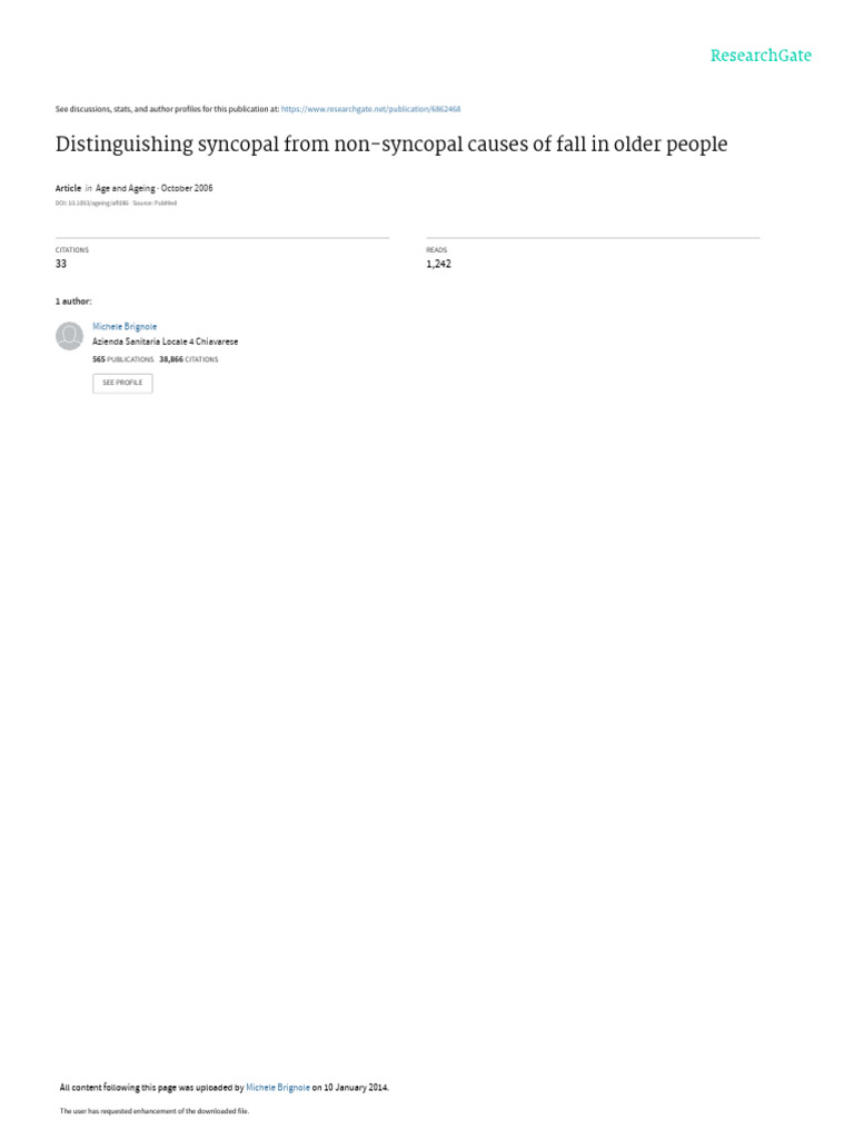 Distinguishing Syncope Causes in Elderly | PDF | Heart | Blood Pressure