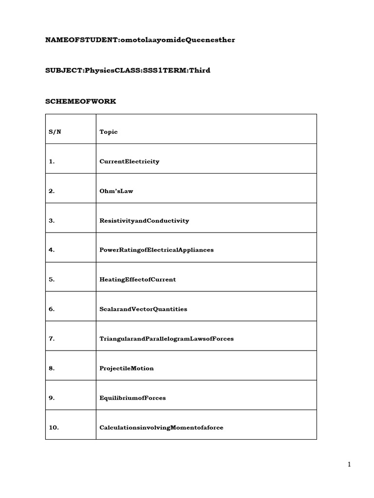 3rd Term Physics Sss 1 Note 1 Pdf Electrical Resistivity And