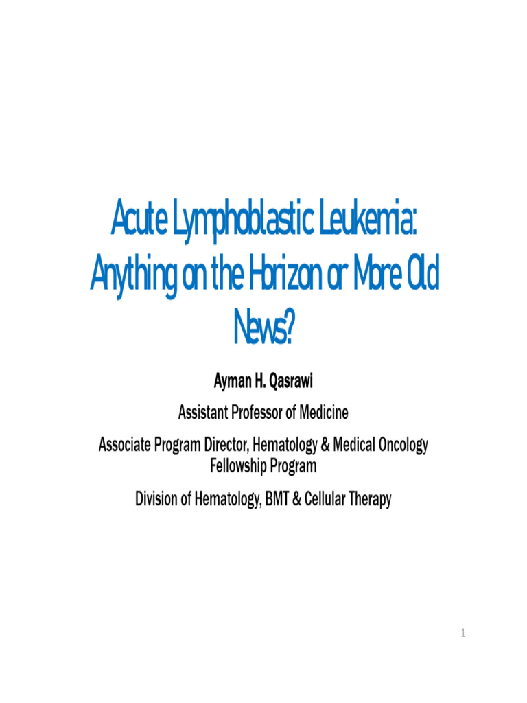 Advances in Acute Lymphoblastic Leukemia | PDF | Leukemia | Clinical ...