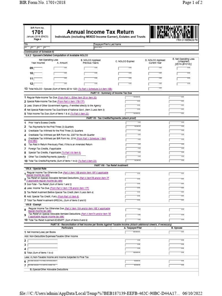 1701 P4.1 | PDF | Income Tax | Tax Deduction