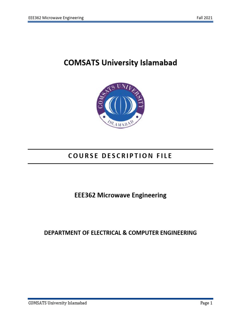 Microwave Engineering Course Overview | PDF | Transmission Line | Waveguide