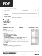 Aqa A Level Biology p1 QP