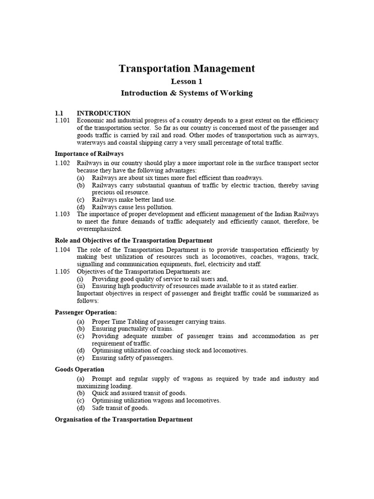 L Transportation Management | PDF | Rail Transport | Train