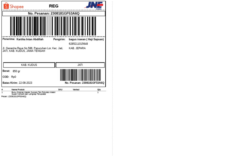 Label Pengiriman | PDF