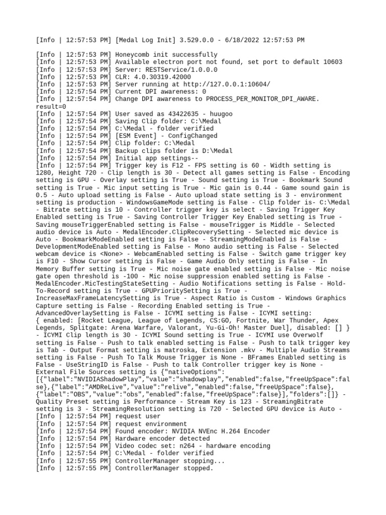 Medal App Initialization Log | PDF | Computing | Software