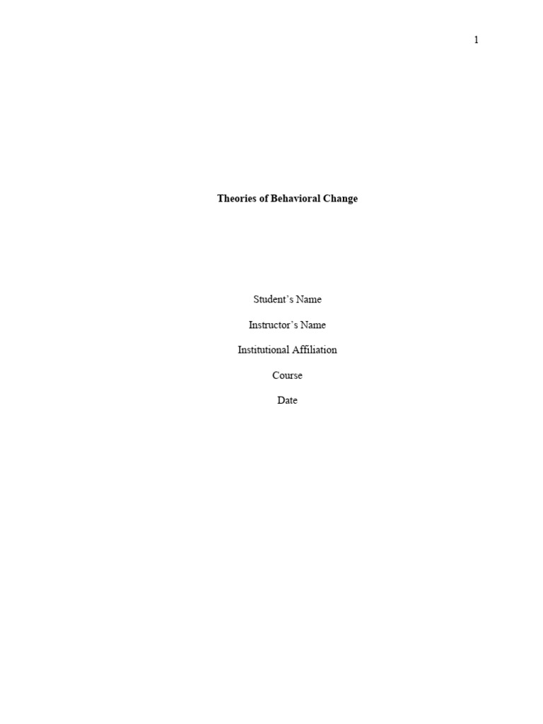 Theories of Behavioral Change Explained | PDF | Applied Psychology ...