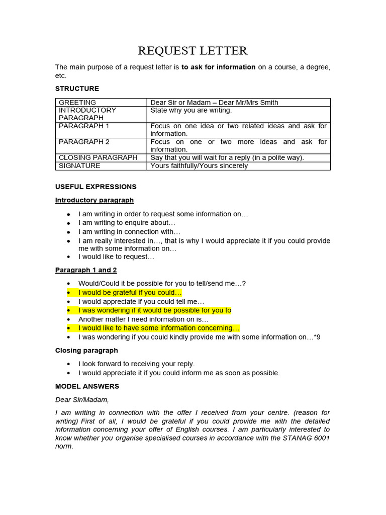 How to Write a Request Letter | PDF