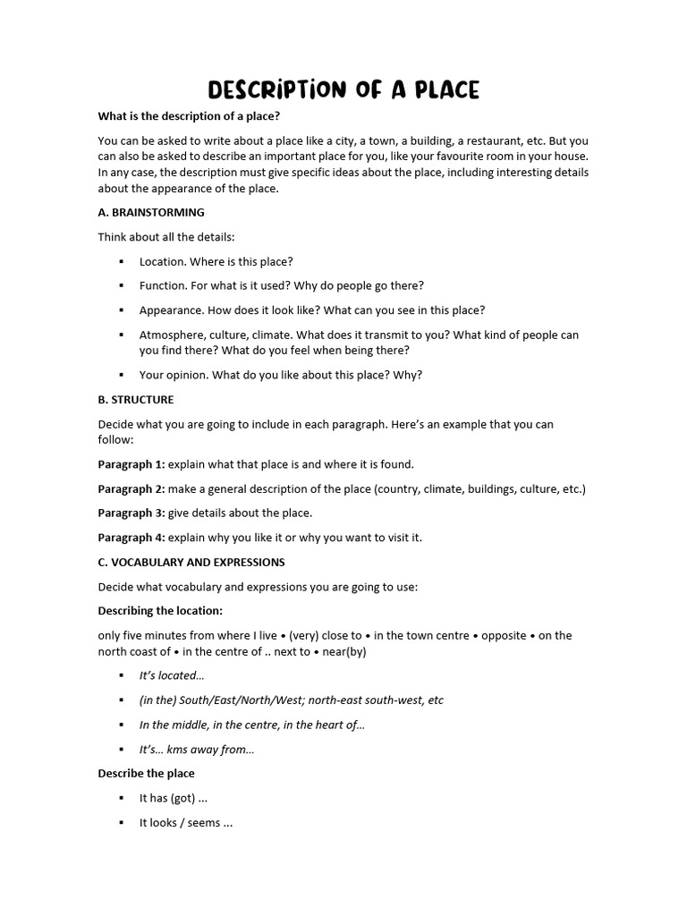 Description of a place and people pdf home garden