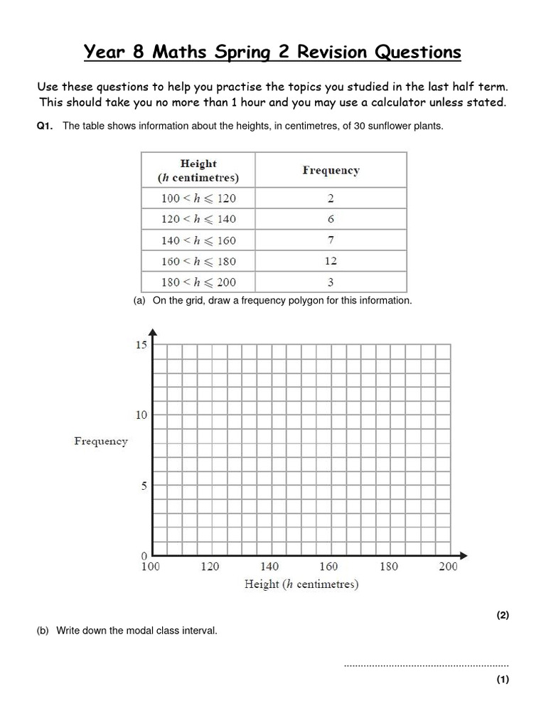 Year 8 Maths Spring 2 Revision Questions | PDF | Significant Figures ...