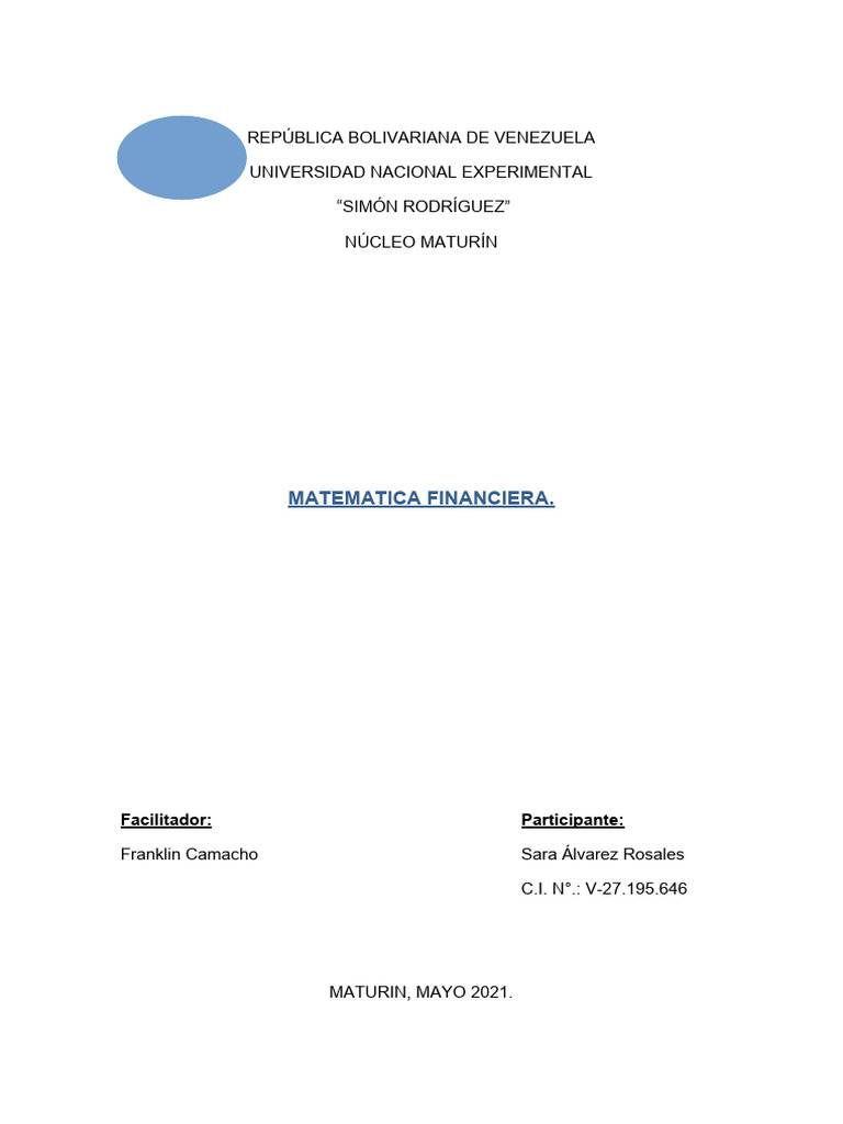 UNIDAD 1 - MATEMATICA FINANCIERA | PDF | Matemáticas | Finanzas Matemáticas