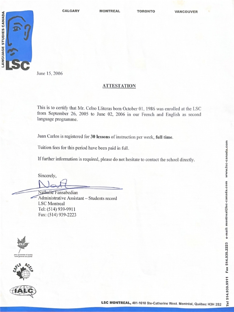 Certified LSC Montreal Celso Lliteras | PDF