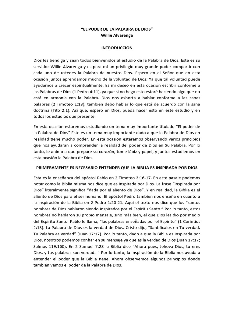 El Poder de La Palabra de Dios | PDF | Biblia | Pablo el apóstol