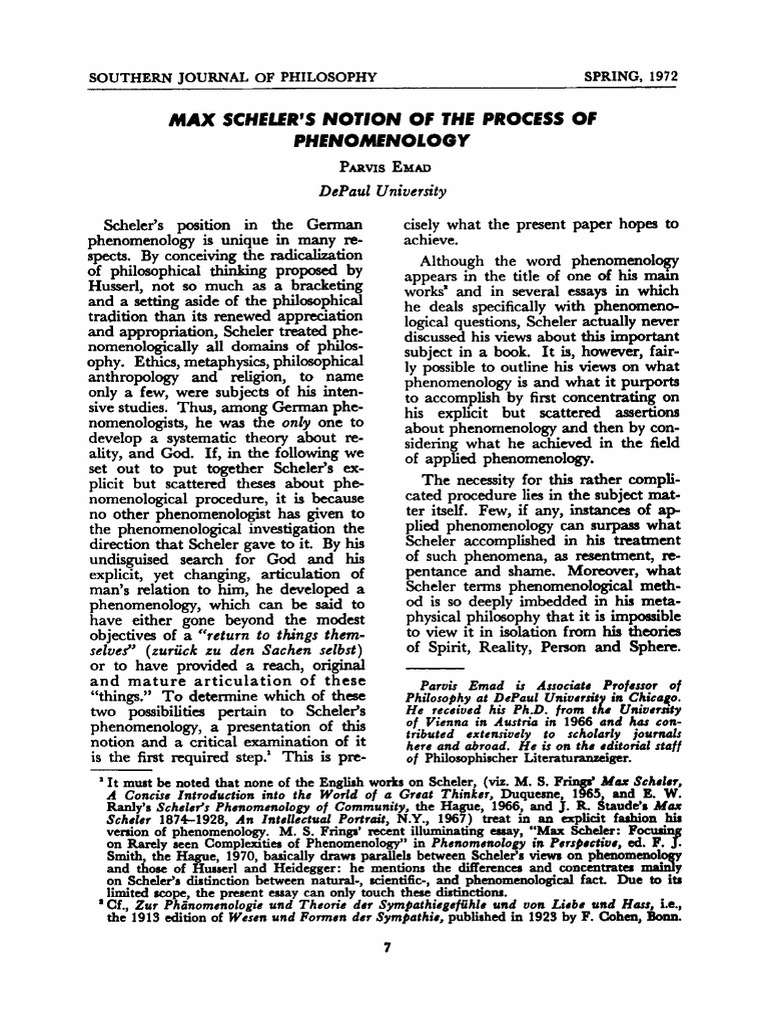 10p - Max Scheler's Notion of The Process of Phenomenology | PDF ...