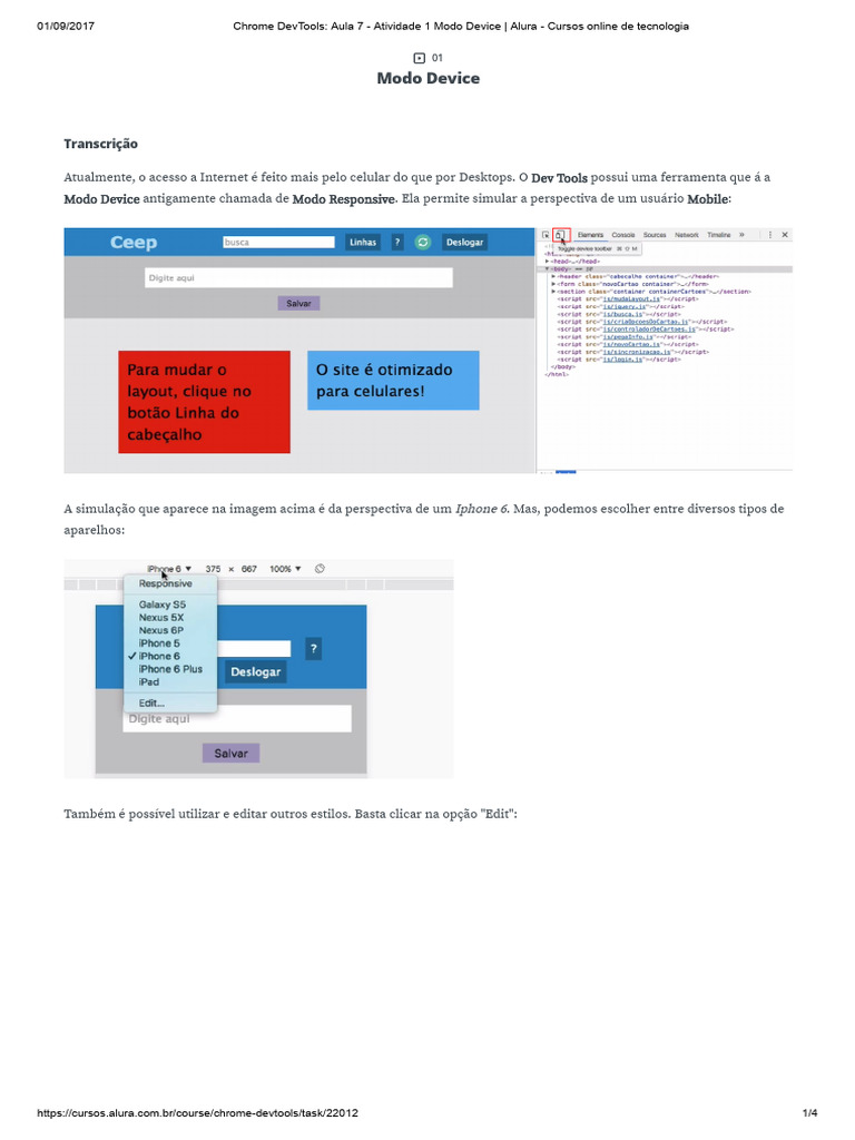 Simulando Celular no Chrome DevTools | PDF | Celulares | Ambiente de ...