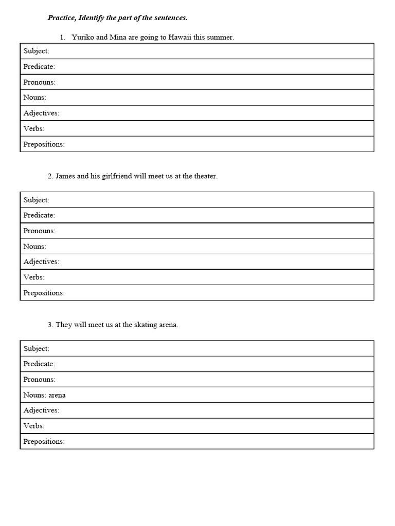 Sentence Parts Identification Practice | PDF | Foreign Language Studies ...