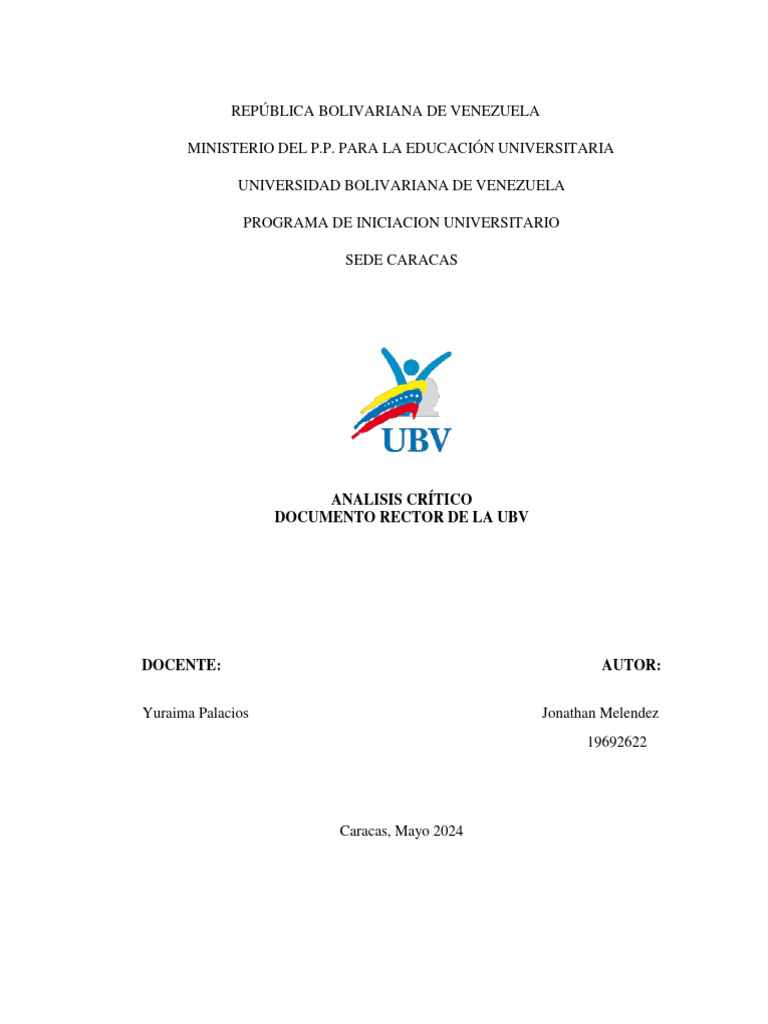 Análisis del Documento Rector UBV | PDF | Venezuela | Maestros