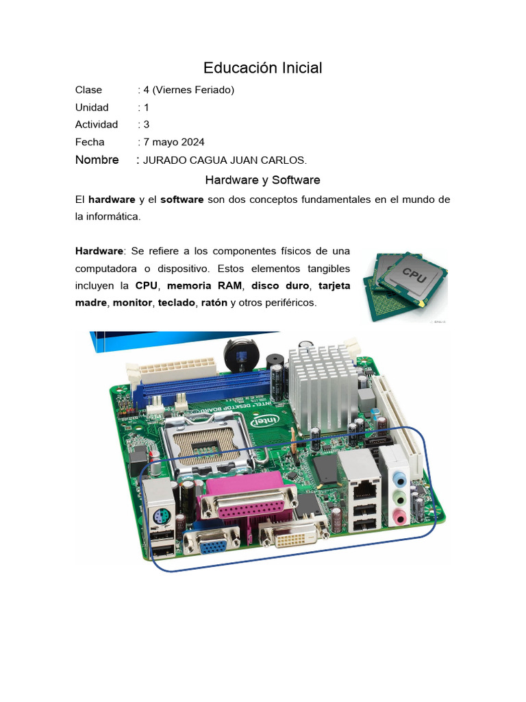 Hardware y Software en Educación Inicial | PDF | Hardware de la ...