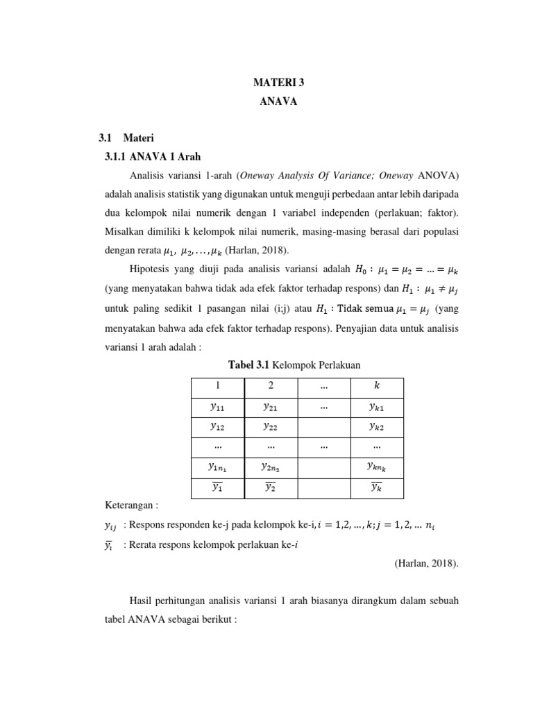 Panduan Lengkap ANAVA 1 dan 2 Arah | PDF