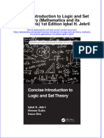 Concise Introduction To Logic and Set Theory Mathematics and Its Applications 1St Edition Iqbal H Jebril Online Ebook Texxtbook Full Chapter PDF