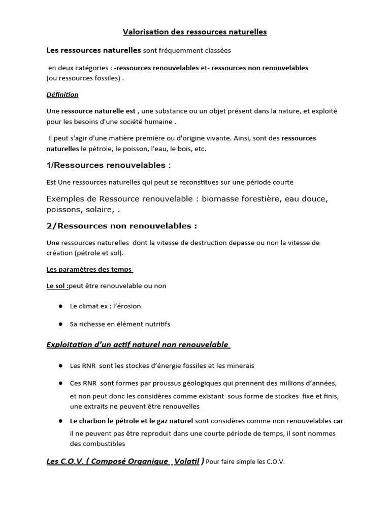 Valorisation des ressources naturelles au Maroc | PDF | Composé ...