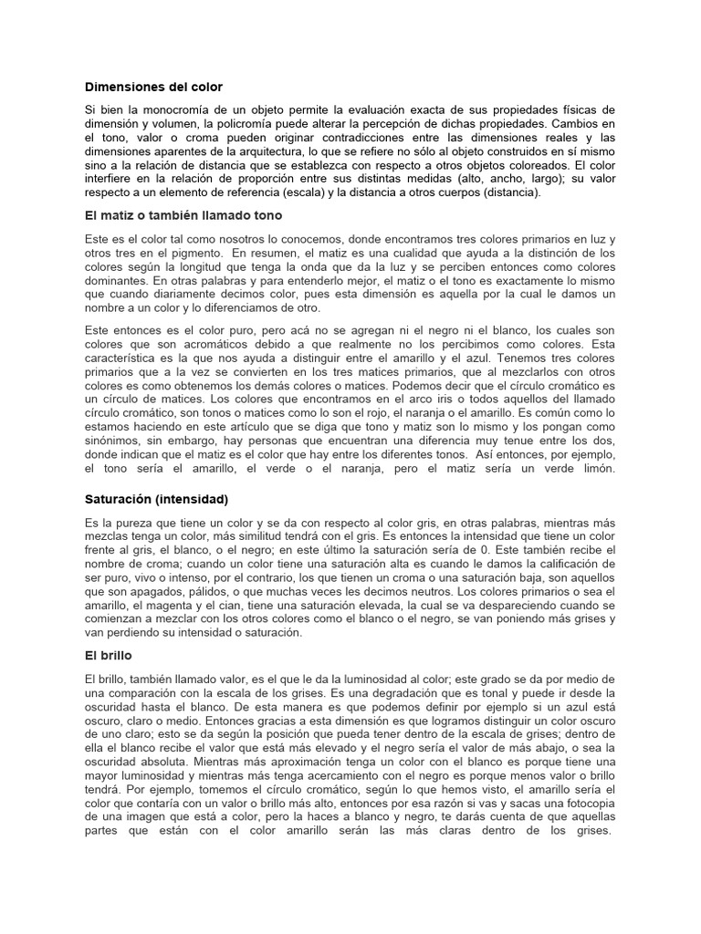 Dimensiones del Color: Matiz y Saturación | PDF | Color | Matiz