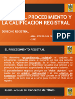 Inicio del Procedimiento la Calificacion Registral - DERECHO REGISTRAL