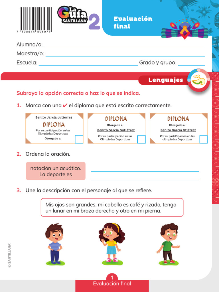 Evaluación Final Segundo Grado | PDF | Estudios de idiomas extranjeros
