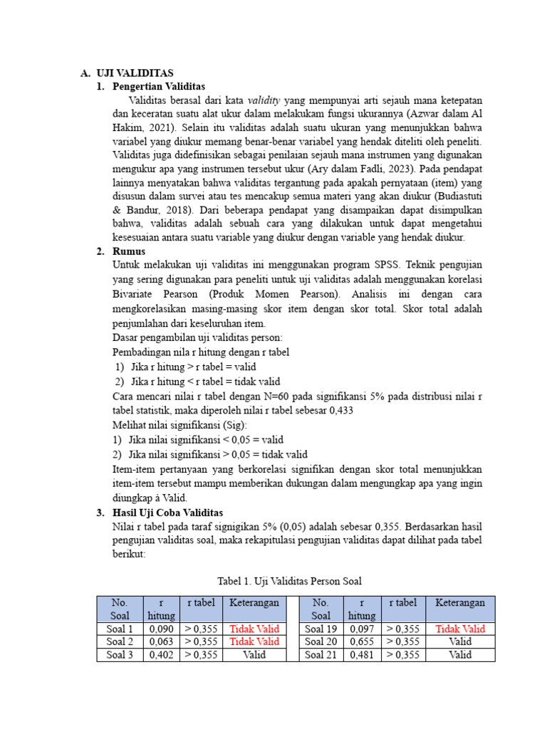 UJI VALIDITAS Dan RELIABILITAS | PDF | Karier & Perkembangan
