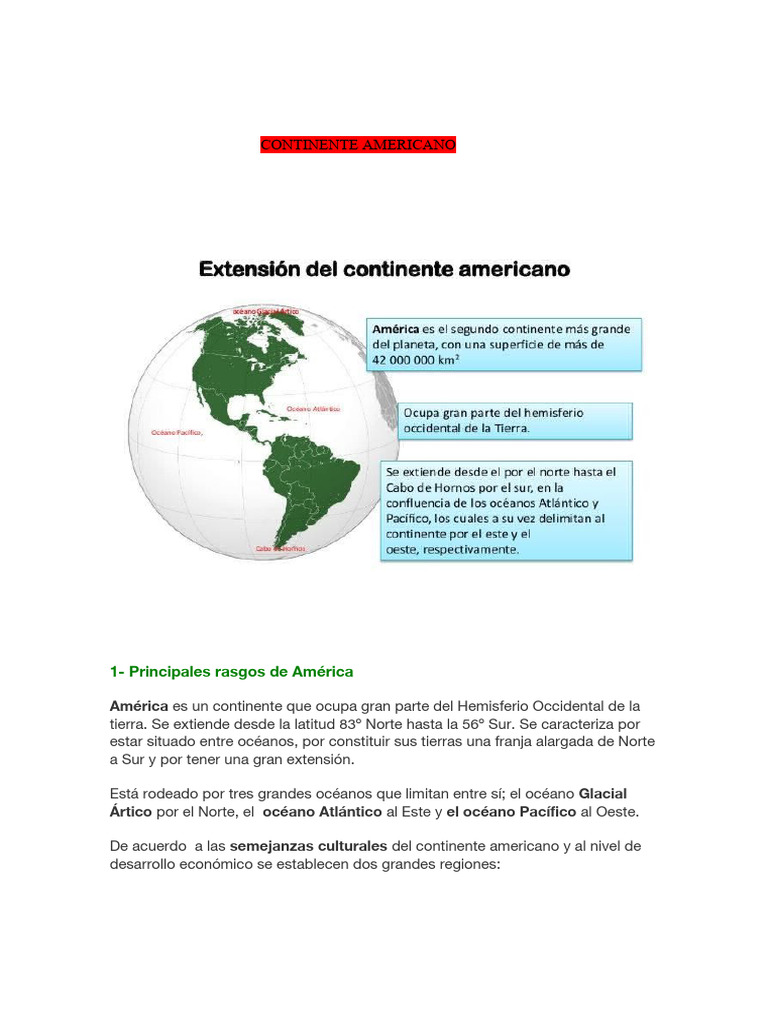 Rasgos y divisiones del continente americano | PDF