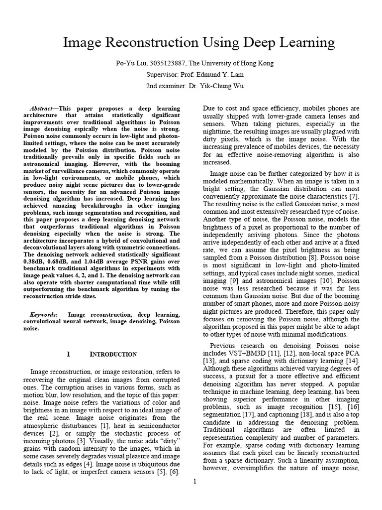 Image Reconstruction Using Deep Learning | PDF | Deep Learning | Mean ...