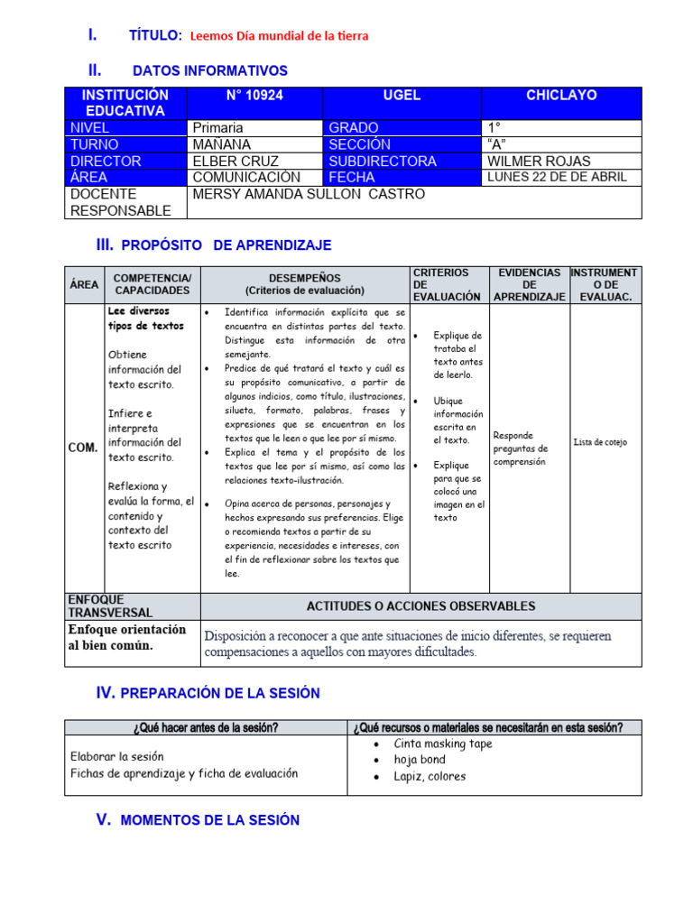 Actividades de Lectoescritura para Primer Grado de Primaria | PDF ...