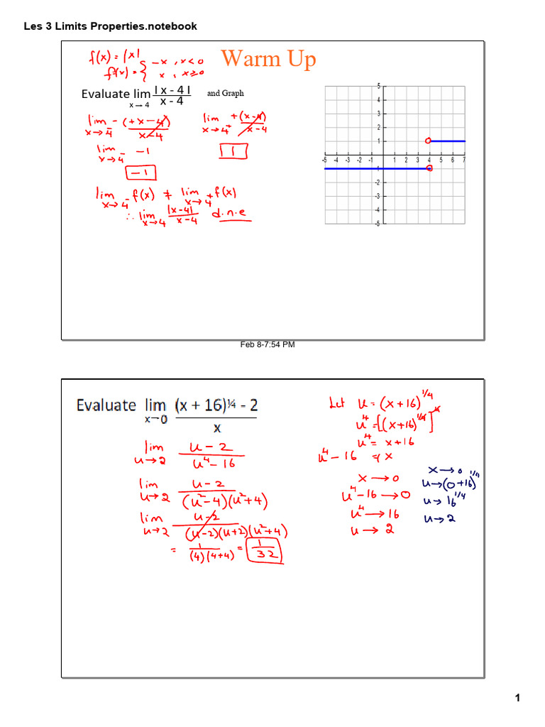 Limit Properties and Discontinuities Guide | PDF | Function ...