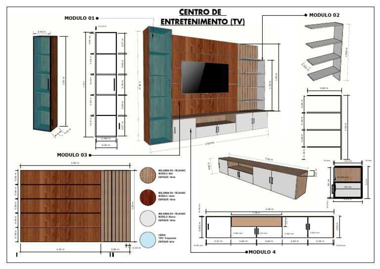 Dimensiones y materiales de módulos de TV | PDF
