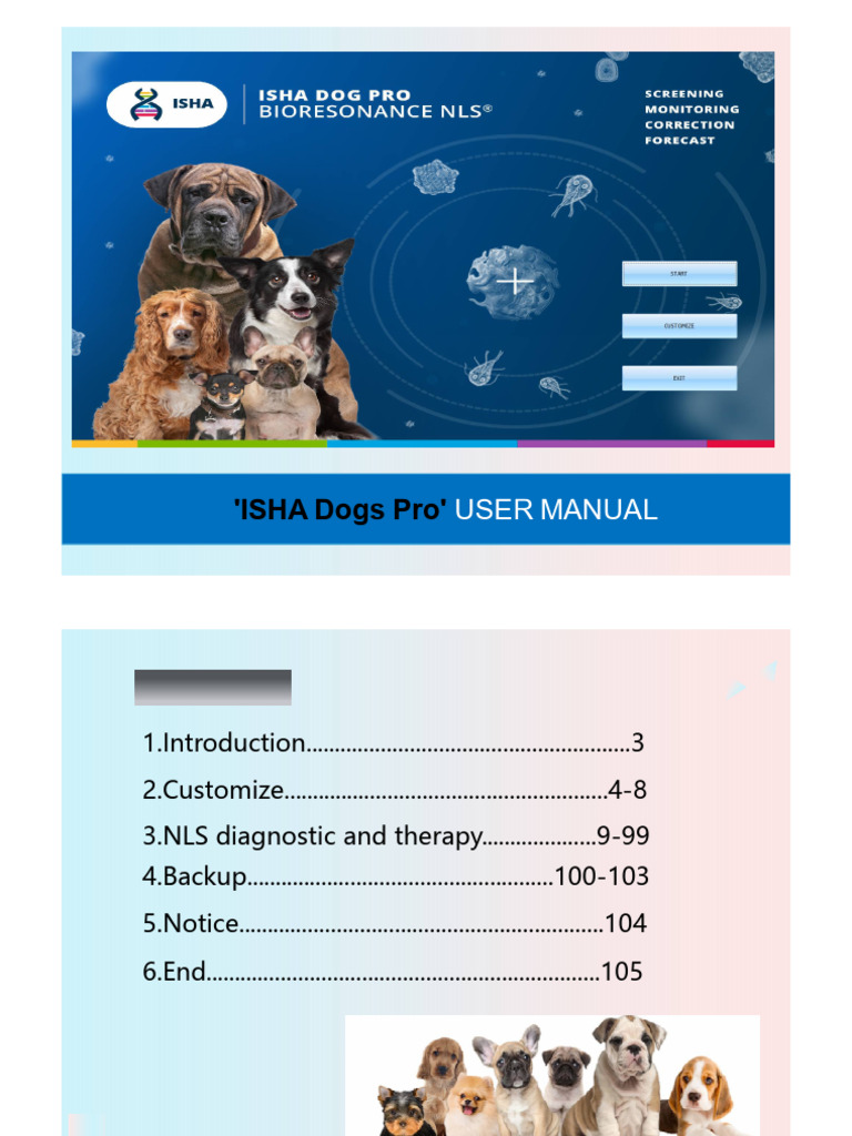 ISHA Dogs Pro User Manual Guide | PDF | Electron | Medical Diagnosis