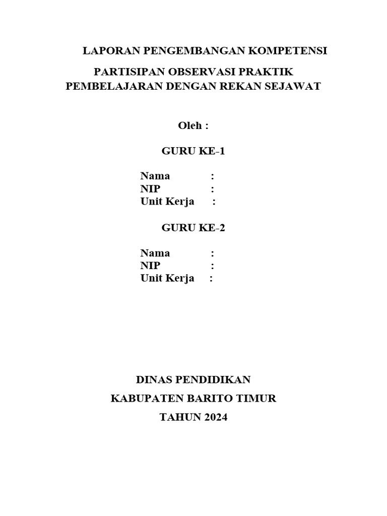 Laporan Pengembangan Kompetensi Guru | PDF | Karier & Perkembangan ...