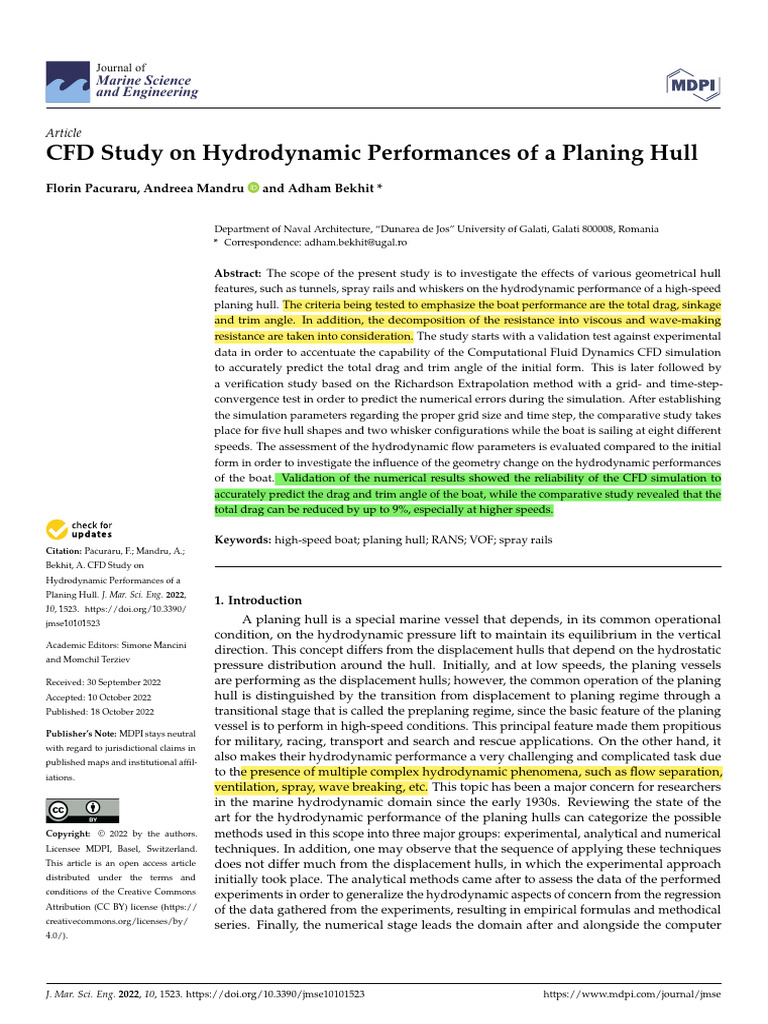 Air Cavity Under Stepped Planing Hull - Study | PDF | Fluid Dynamics ...