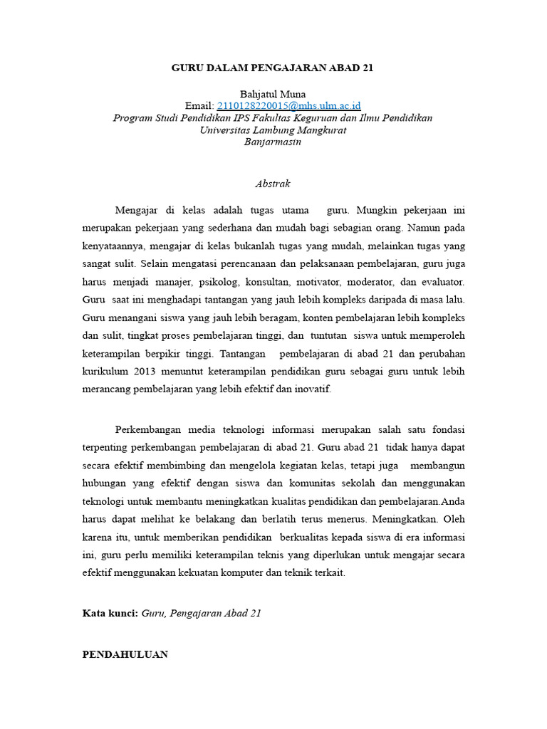 Guru Dalam Pengajaran Abad 21 Pdf