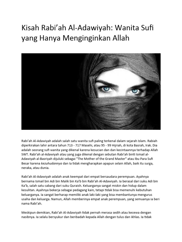 Biografi Rabi'ah Al-Adawiyah, Sufi Cinta | PDF