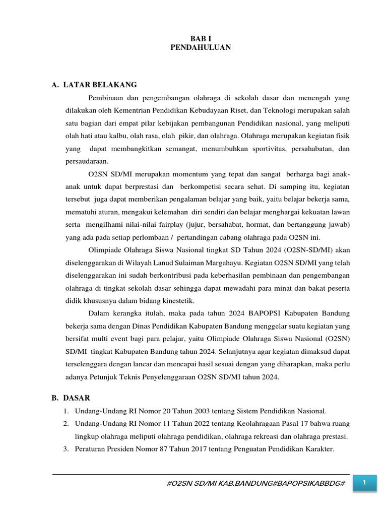 O2SN SD/MI 2024 Kabupaten Bandung | PDF | Olahraga & Rekreasi