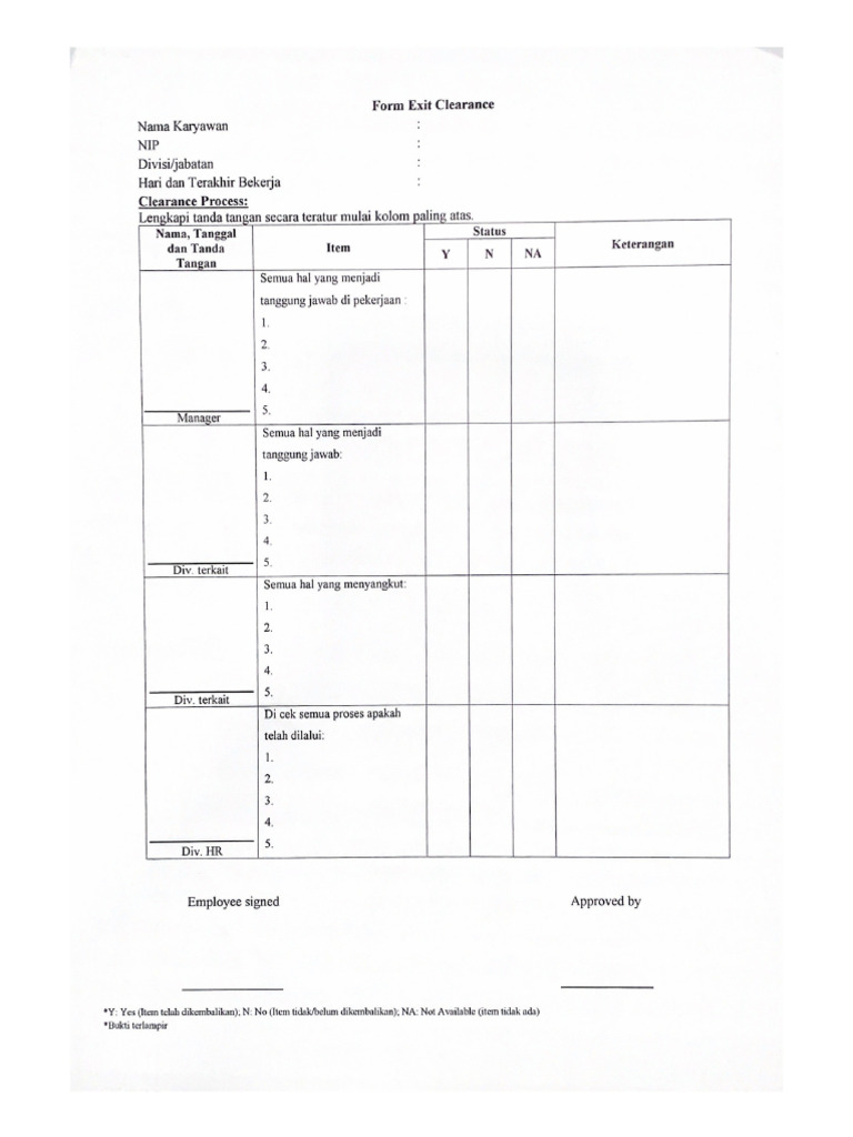 Form Exit Clearance | PDF