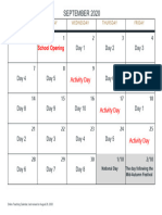 Sep 2020 - Online Lesson Calendar