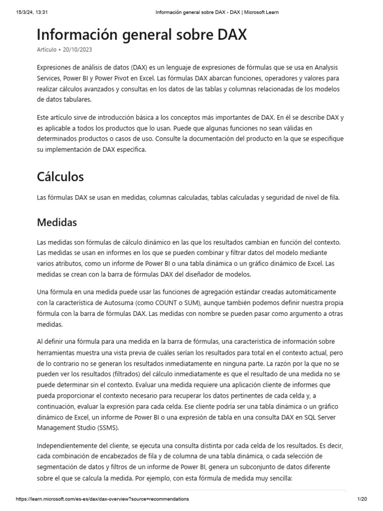 Información General Sobre DAX | PDF | Microsoft Excel | Tipo de datos