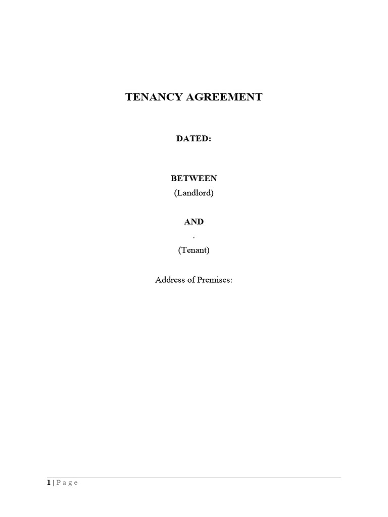 Tenancy Agreement Download Free PDF Leasehold Estate Landlord