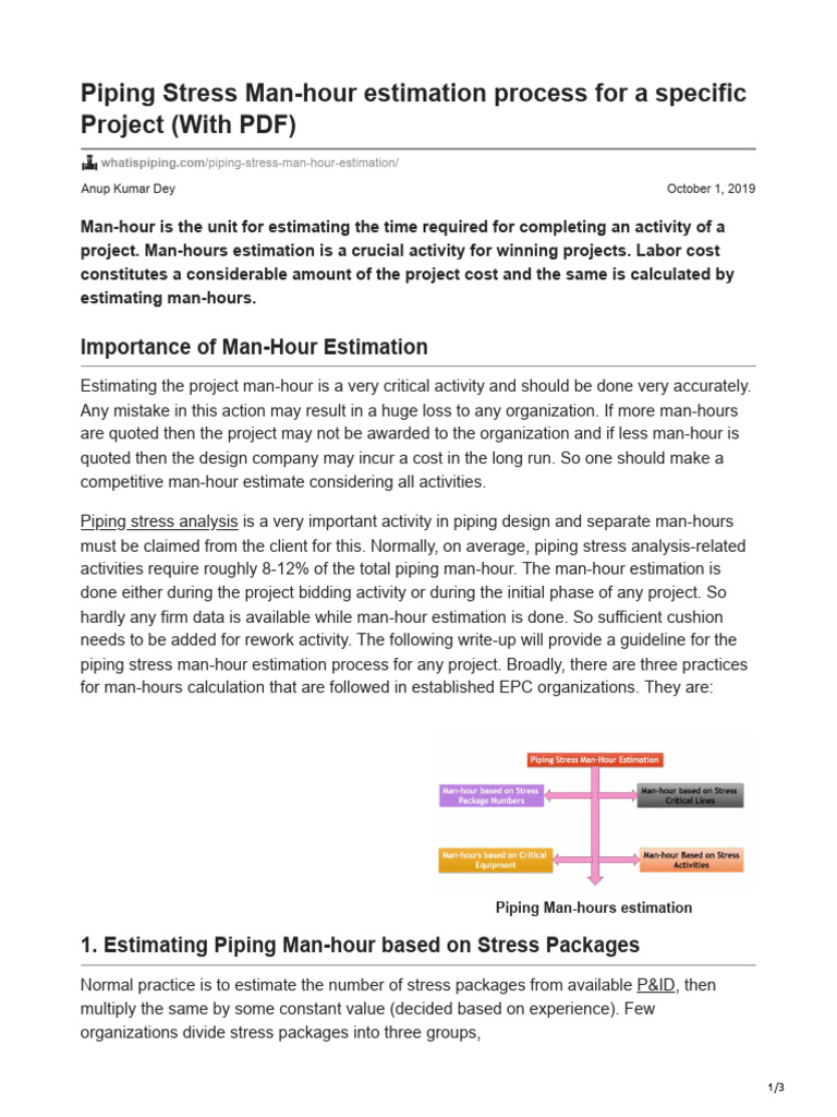 Piping Stress Man-Hour Estimation Guide | PDF | Heat Exchanger | Man Hour