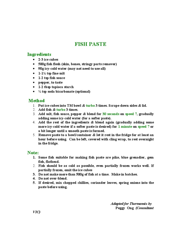 Fish Paste Recipe and Ingredients | PDF | Cooking, Food & Wine | Wellness