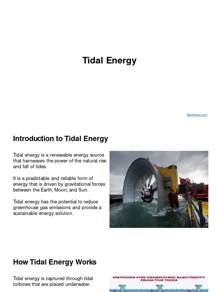 Tidal Energy | PDF | Energy Development | Sustainable Energy