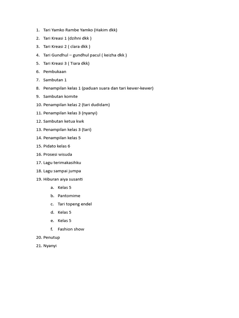 Susunan Acara Perpisahan Kelas 6 Pdf